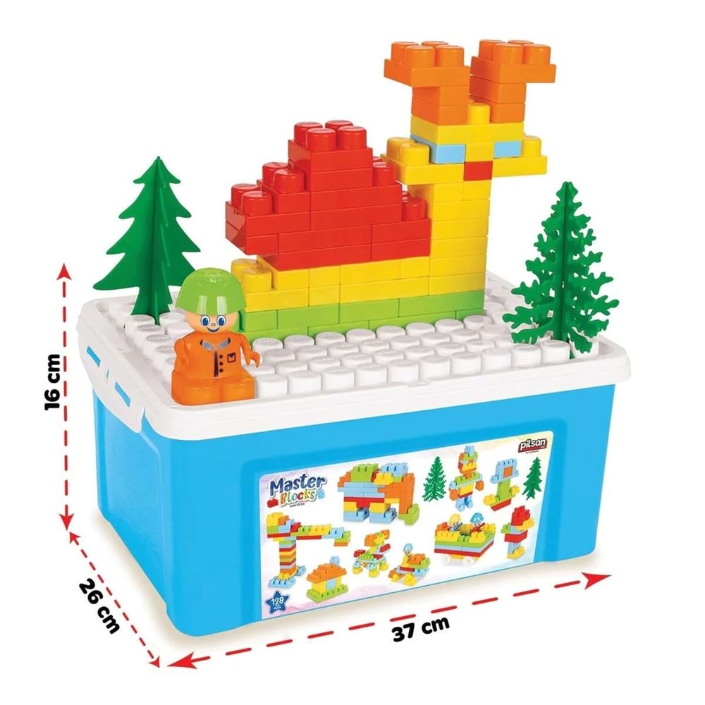 PİLSAN 03 571 AKSESUARLI MASTER BLOKLAR 128 PARÇA (10 LİTRE SAKLAMA KABINDA)