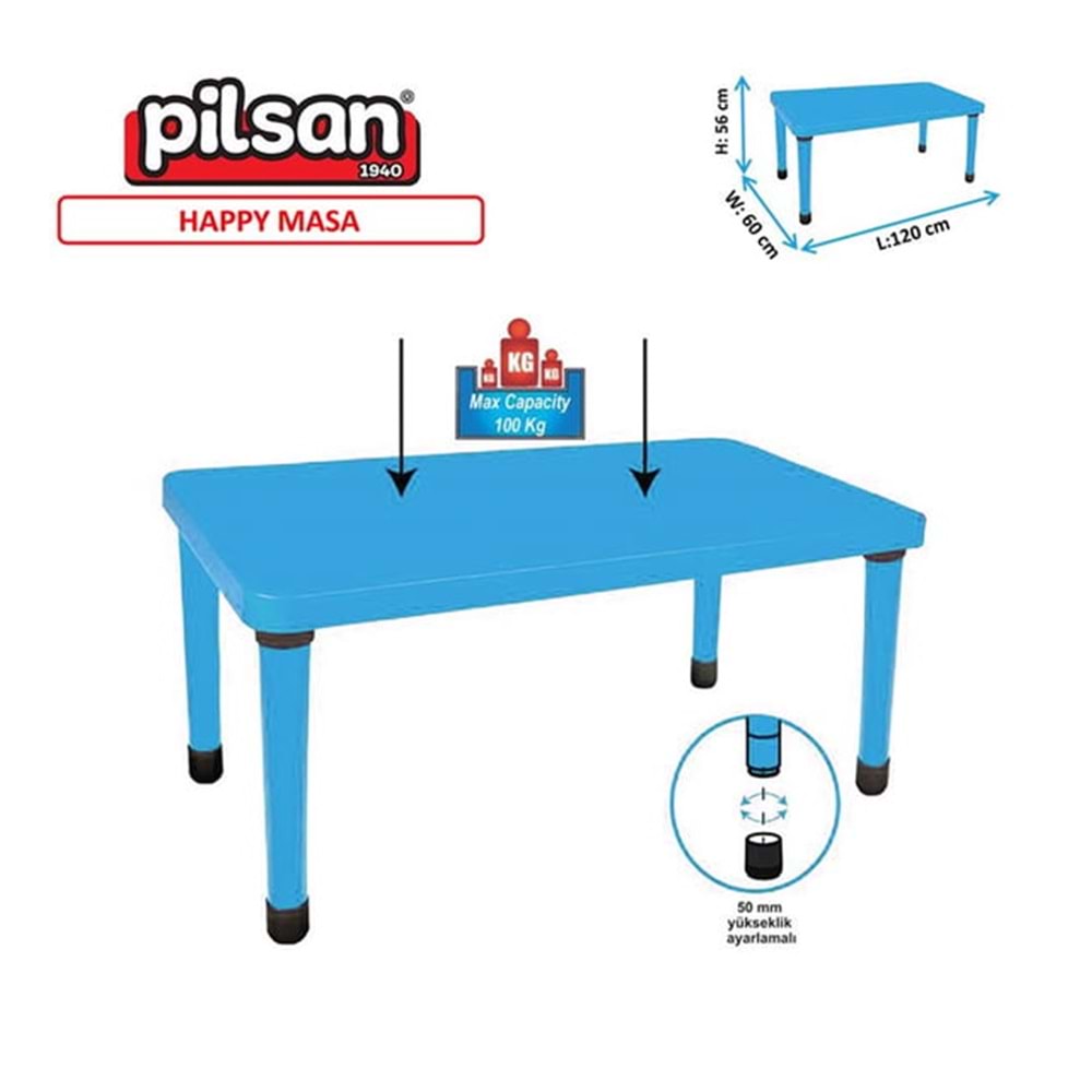 PİLSAN 03 491 HAPPY MASA 60X120 (MAVİ)