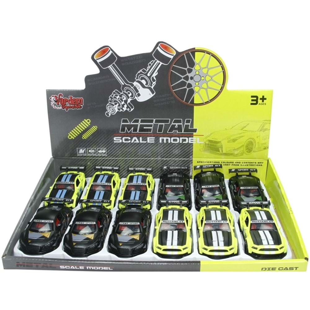 VARDEM KM-3682C CEKBIRAK 1:36 METAL SPOR ARABA (2 ASORTI) 8694359075400