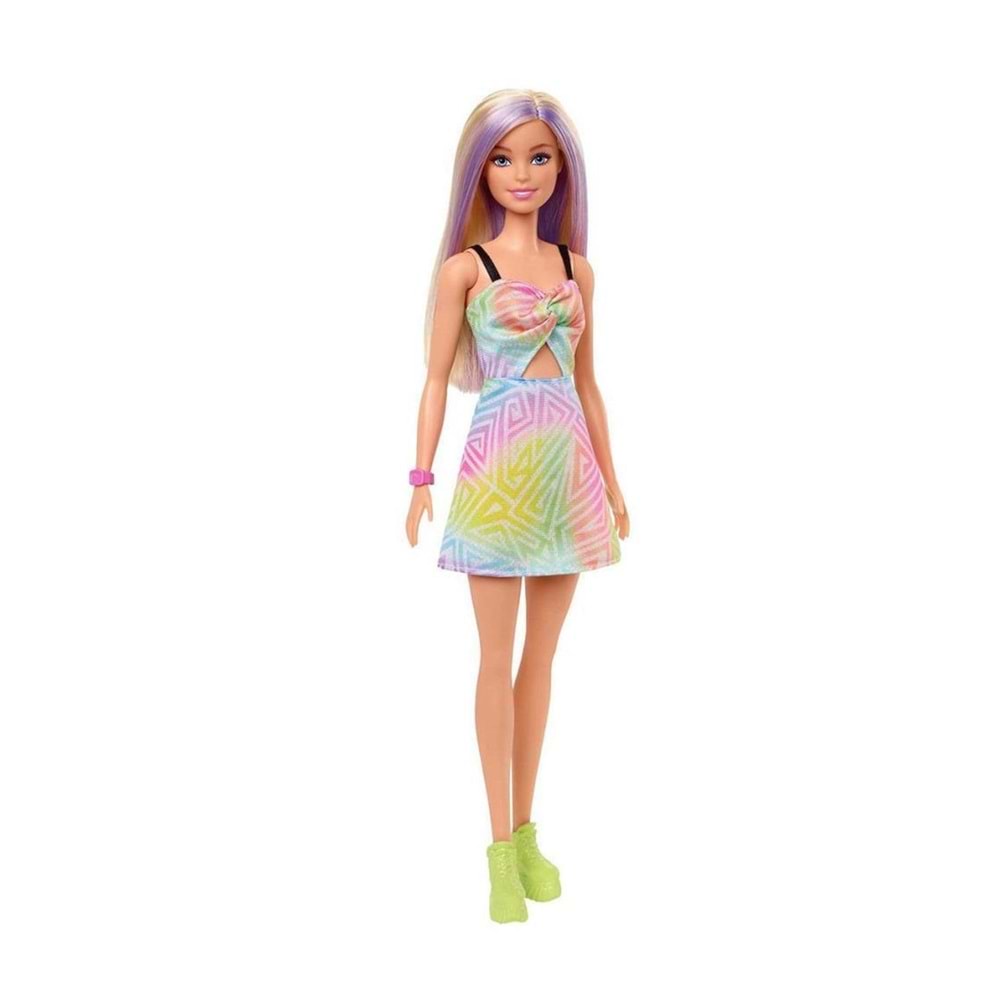 HBV22 Barbie Fashionistas Gökkuşağı Renkli Elbisel