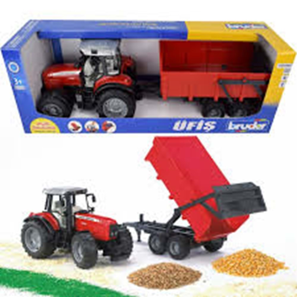 BRUDER BR02045 Massey Ferguson 7480 Traktör ve Römork