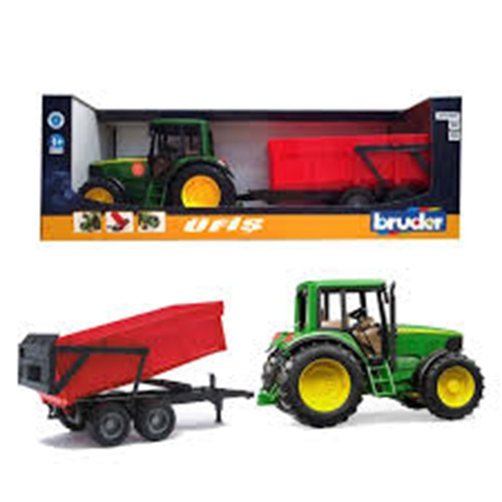 BRUDER BR02057 John Deere 6920 Traktör + Kırmızı Römork