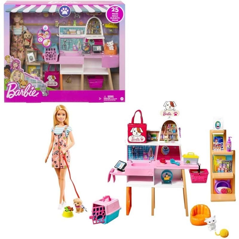 GRG90 Barbie ve Evcil Hayvan Dükkanı Oyun Seti