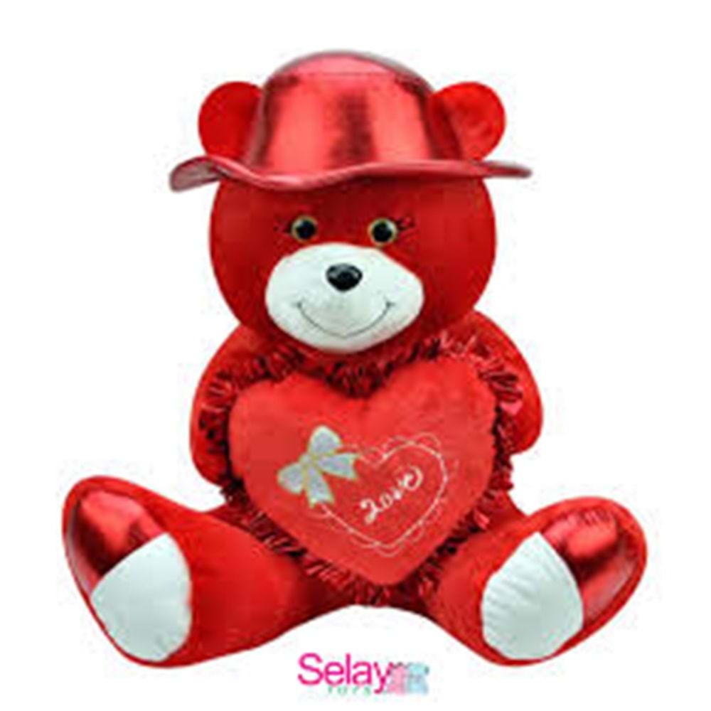 SELAY 1911 ŞAPKALI AYICIK 60 CM KIRMIZI