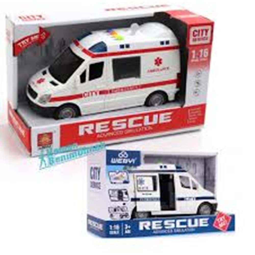 VARDEM WY590E-F 1:16 SURTMELI SESLI ISIKLI AMBULANS VE POLİS
