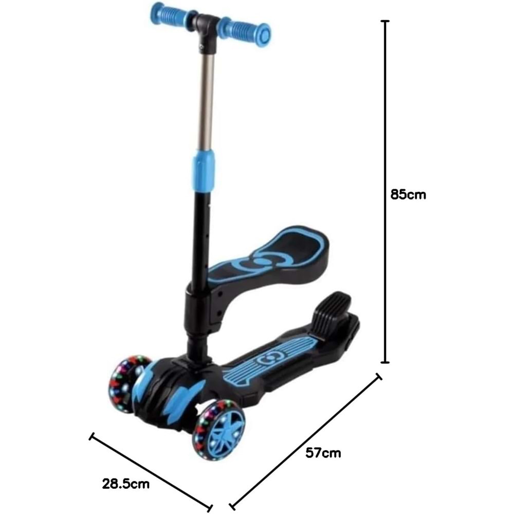 FURKAN 59557 COOL WHEELS COMBO MAVİ OTURAKLI SCOOTER