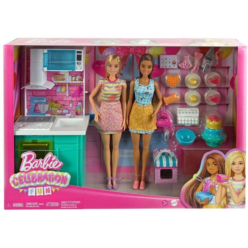 HJY94 Barbie Brooklyn veMalibu Pasta Yapıyor Oyun Set