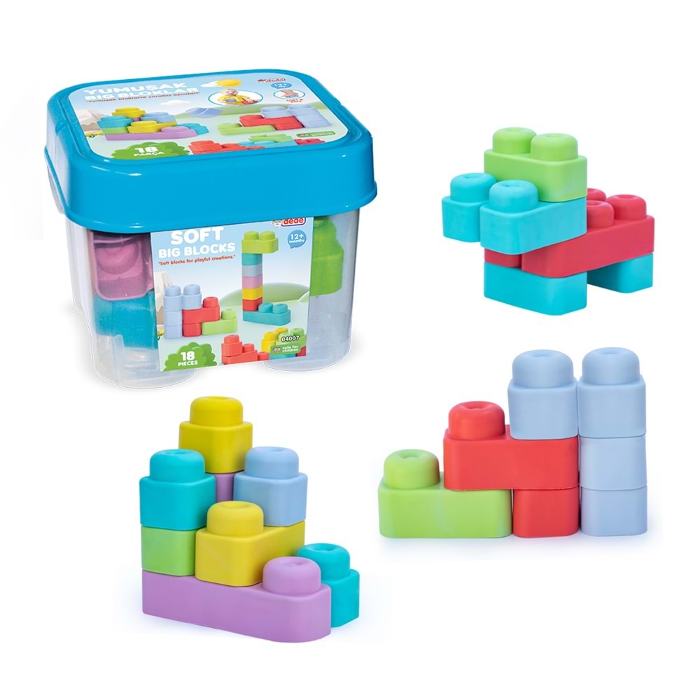 DEDE 04007 YUMUŞAK BIG BLOKLAR KOVA 18 PARÇA