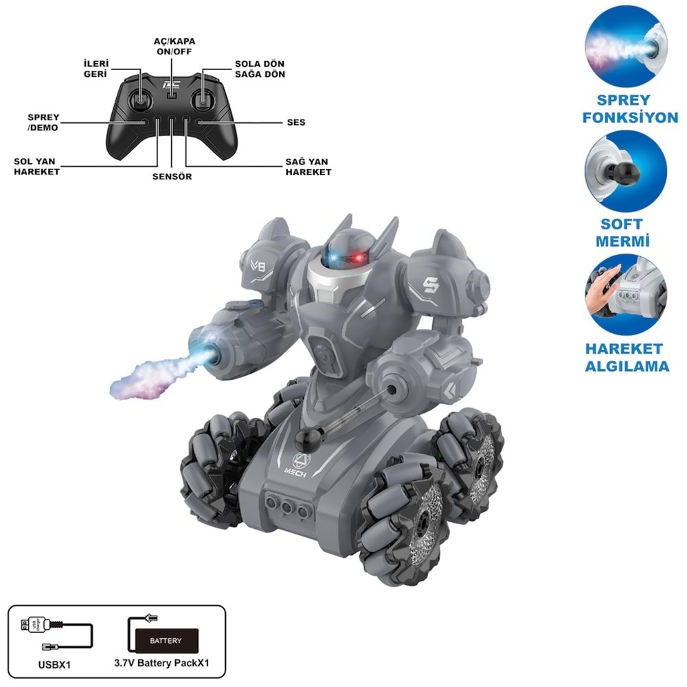 VARDEM SYR666-861UK FF SARJLI BUHARLI 2.4G ISIKLI ROBOTARABA