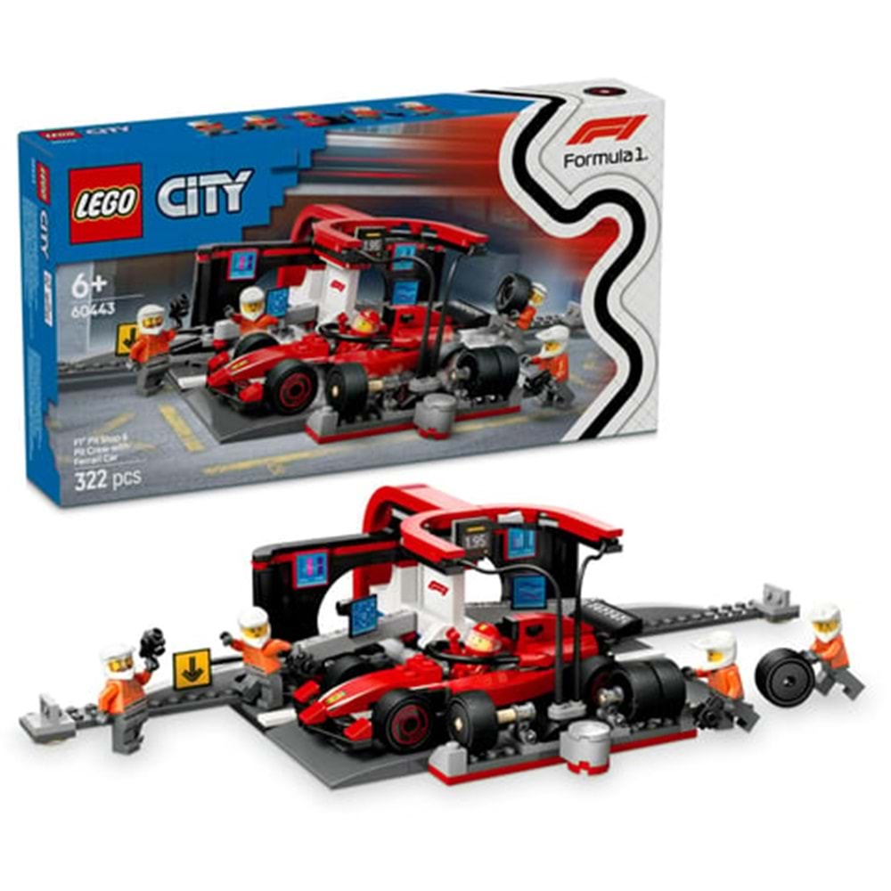LEGO 60443 City Ferrari F1 PitStop ve Pit Ekibi 322 parça +6 yaş