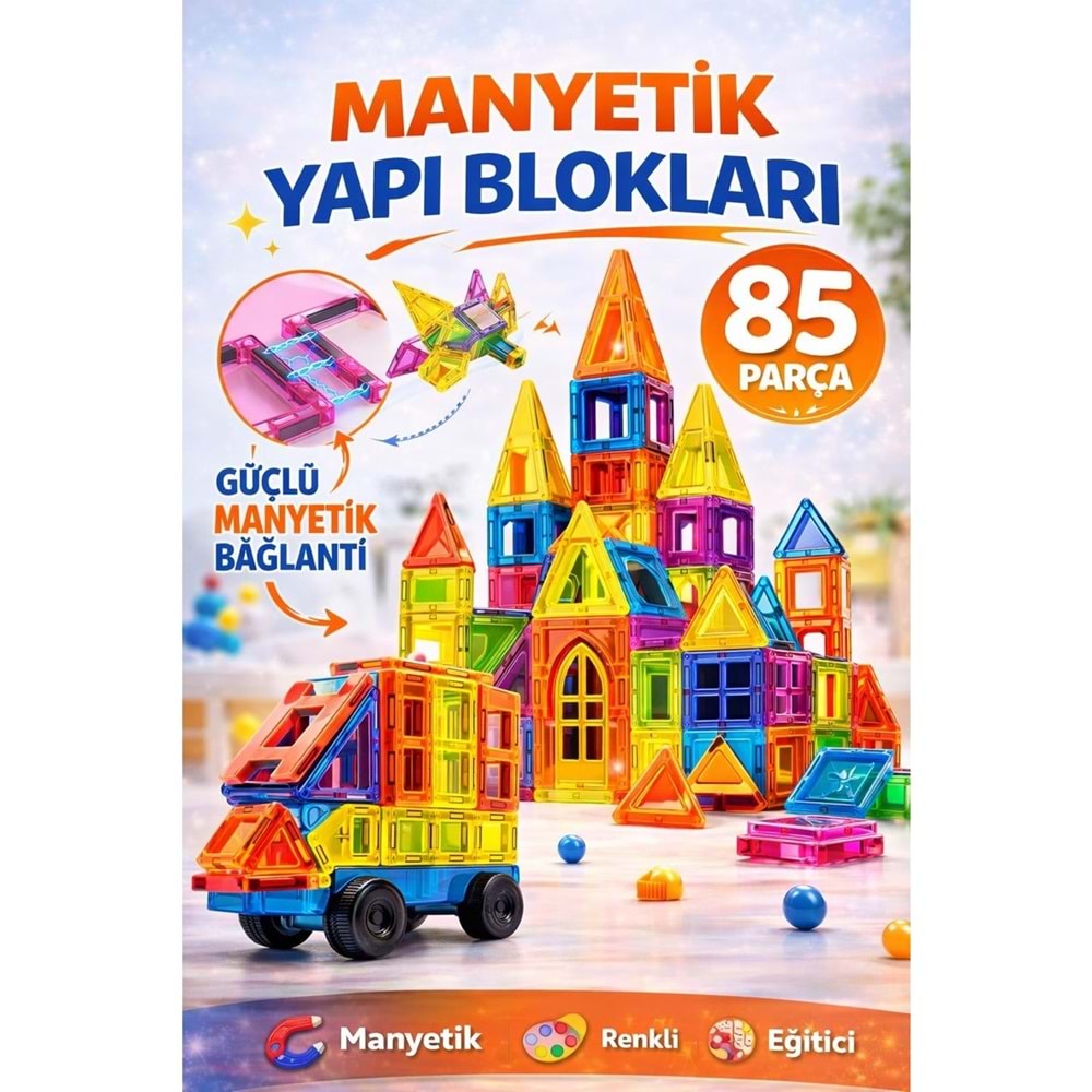 DUDE SH40762 85 PARÇA MAGNET STANDART SERİ RENKLİ BLOKLAR