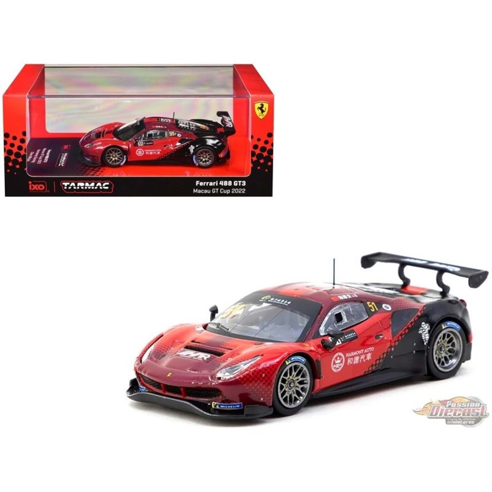EKN Tarmac Works X iXO Models 1/64 Ferrari 488 GT3 Macau GT Cup 2022 Harmony Racing