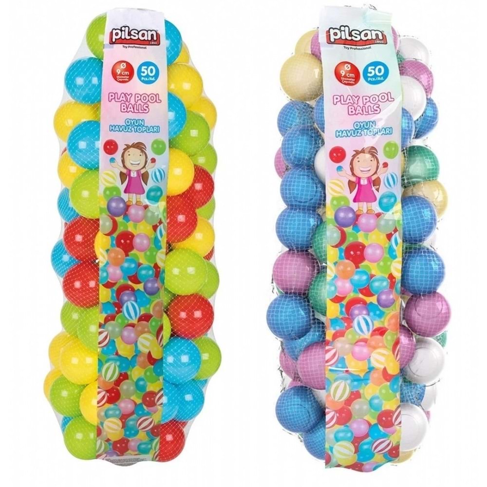 PİLSAN 06 407 OYUN HAVUZ TOPLARI FİLELİ 9 CM 50 Lİ