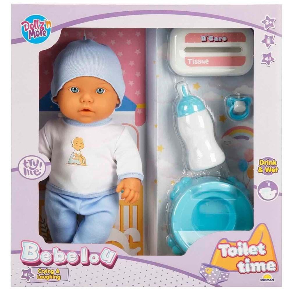 SUNMAN 1030141 SUN-SBC-DZM-BEBEKSET BEBLOU TOILET TIME SESLİGÜLEN AĞLAYAN AKS.32CM.2R