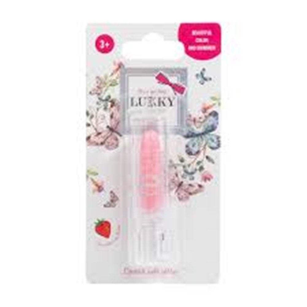 MEGA LUKKY ÇİLEK AROMALI SİMLİ LİPSTİCK PEMBE
