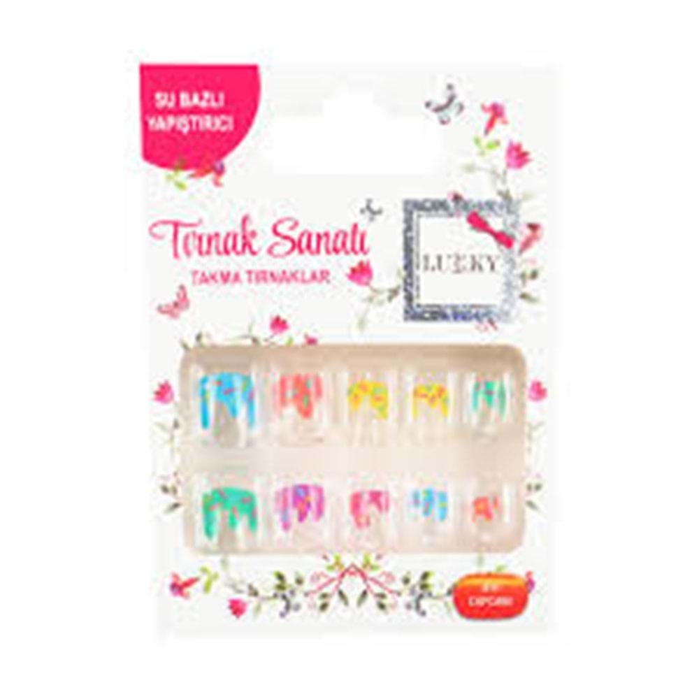 MEGA LUKKY CUPCAKE BASKILI YAPIŞKANLI TAKMA TIRNAK SETİ