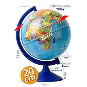 GÜRBÜZ DÜNYA KÜRESİ 26 CM IŞIKSIZ