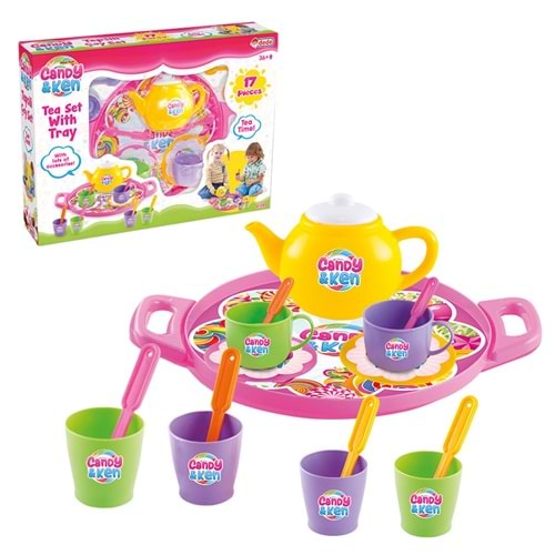 DEDE 01593 CANDY TEPSİLİ ÇAY SETİ