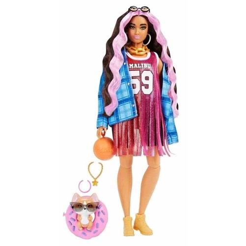 HDJ46 Barbie Extra - Ekose Ceketli Bebek