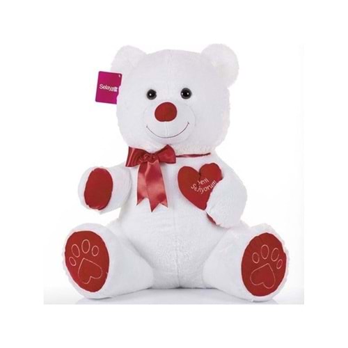 SELAY 1011 KALPLİ SEVİMLİ AYI 65 CM BEYAZ
