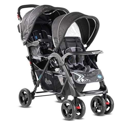 BABYHOPE P-738 İKİZ PUSET ( GRİ )