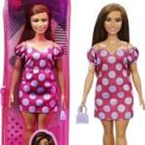 GRB62 Barbie Fashionistas Pembe-Mor Renkli Elbisel