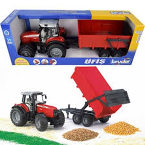 BRUDER BR02045 Massey Ferguson 7480 Traktör ve Römork