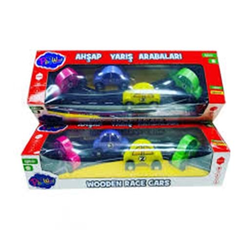 ONY-380 KUTUDA 4 ASORTİ AHŞAP YARIŞ ARABALARI