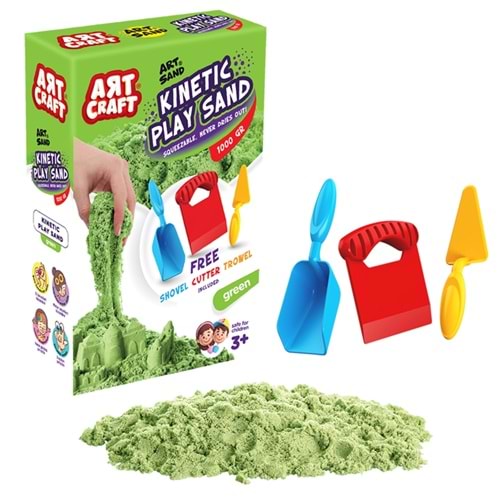 DEDE 03692 AKSESUARLI YEŞİL KİNETİK OYUN KUM 1000 GR