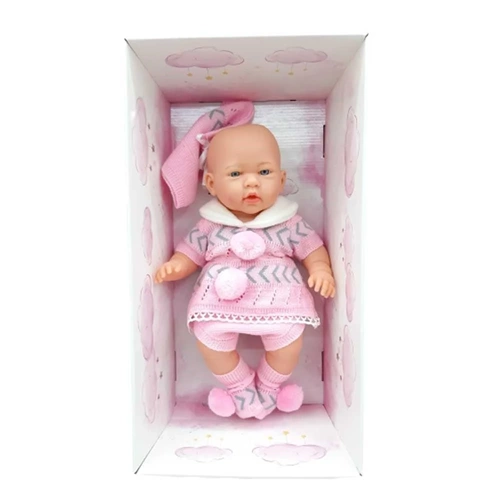 GALTOYS 1127-A AZRA NEWBORN PEMBE-GRİ TRİKO ELBİSELİ