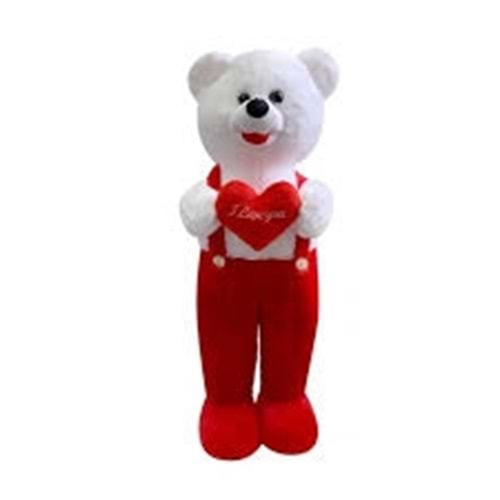 SELAY 1076 ÇİÇEKLİ TULUMLU AYICIK KIRMIZI 115 CM