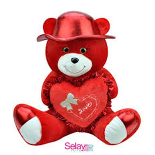 SELAY 1911 ŞAPKALI AYICIK 60 CM KIRMIZI