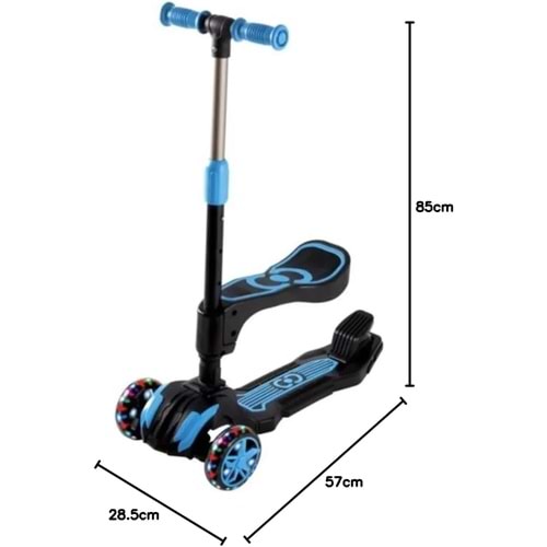 FURKAN 59557 COOL WHEELS COMBO MAVİ OTURAKLI SCOOTER