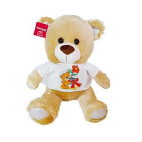 SELAY 1696 BASKILI TSHIRTLÜ AYI 37CM KAHVERENGİ