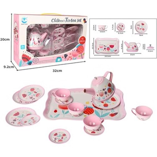 VARDEM ATF 998A998B15 PARCA CICEK DESENLI METAL ÇAY SET