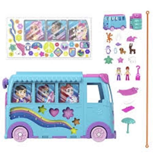 MATTEL JCC22 Polly Pocket Dönüşebilen Evcil Hayvan Karavanı Oyun Seti