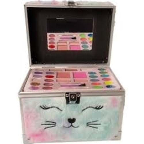 MEGA T25301 MOR KEDİLİ MAKYAJ ÇANTASI