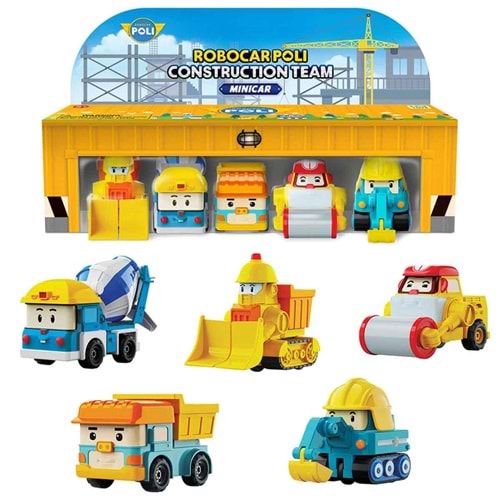 POLI MRT-761 ROBOCAR POLİMİNİ İNŞAAT ARAÇLARI 5Lİ SET