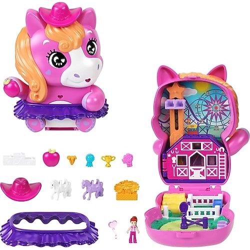 MATTEL JCR39 Polly Pocket Midilliyle Rodeo Heyecanı Mikro Oyun Seti