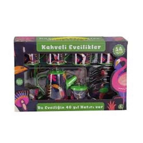 VARDEM ATF-996-7A-10A 14 PARÇA DESENLİ METAL ÇAY SET