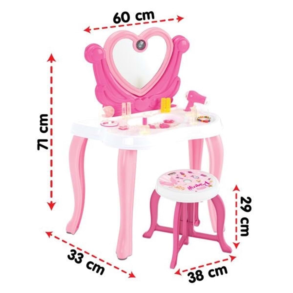 PİLSAN 06 047 KALP MAKYAJ MASASI (PEMBE)