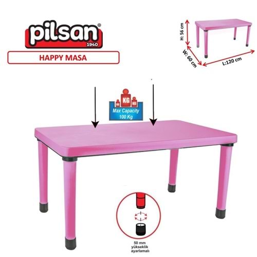 PİLSAN 03 491 HAPPY MASA 60X120 (AÇIK PEMBE)