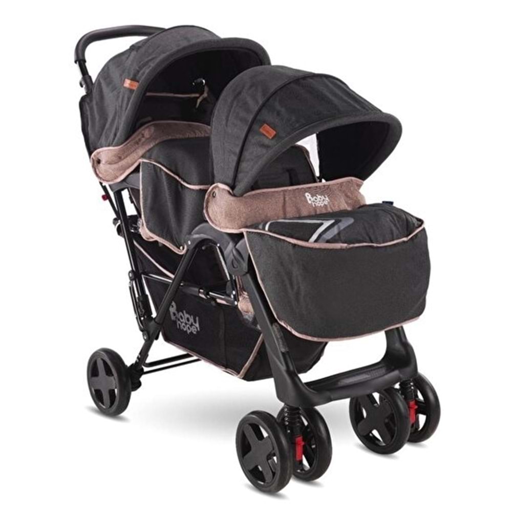BABYHOPE P-738 İKİZ PUSET ( KAHVE )
