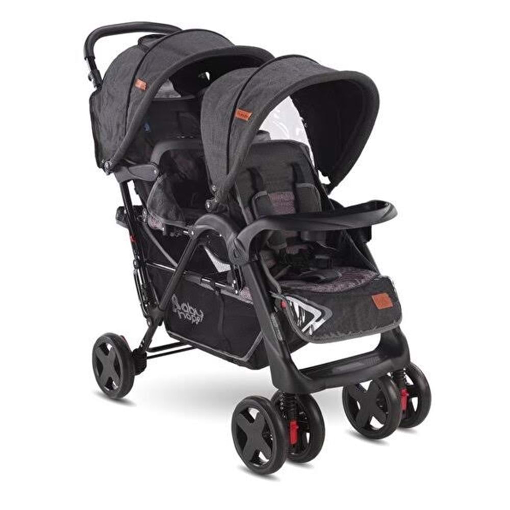 BABYHOPE P-738 İKİZ PUSET ( SİYAH )