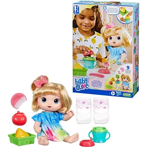 HASBRO BABY ALIVE F7356 MEYVELİ YUDUMLAR, ELMA, SARI SAÇLI