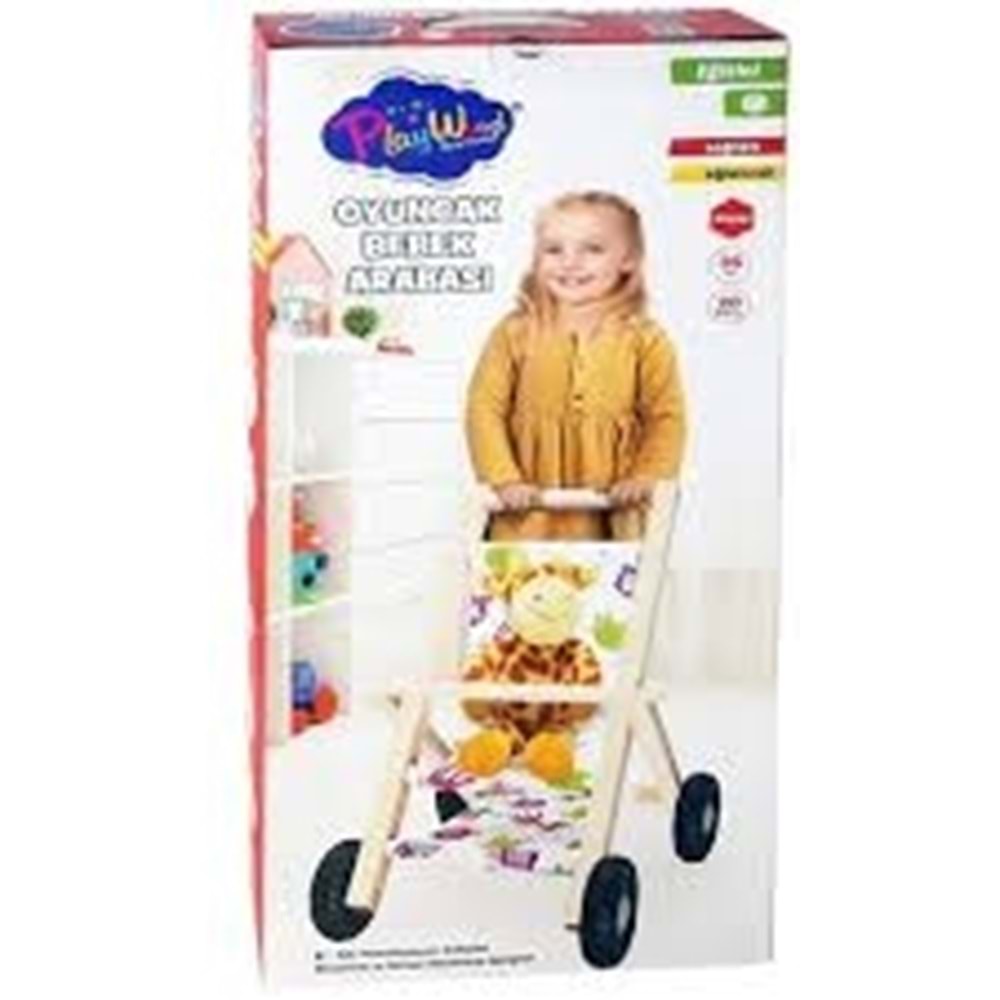 ONY 386 KUTUDA AHŞAP OYUNCAK BEBEK ARABASI