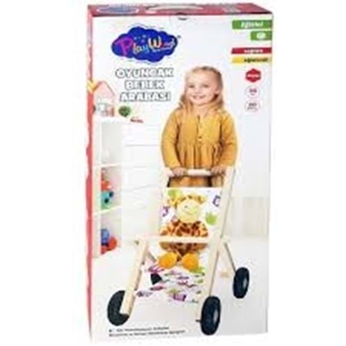 ONY 386 KUTUDA AHŞAP OYUNCAK BEBEK ARABASI