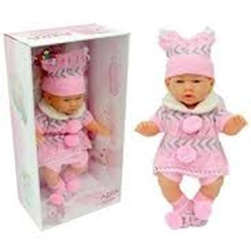 GALTOYS 1127-A AZRA NEWBORN PEMBE-GRİ TRİKO ELBİSELİ