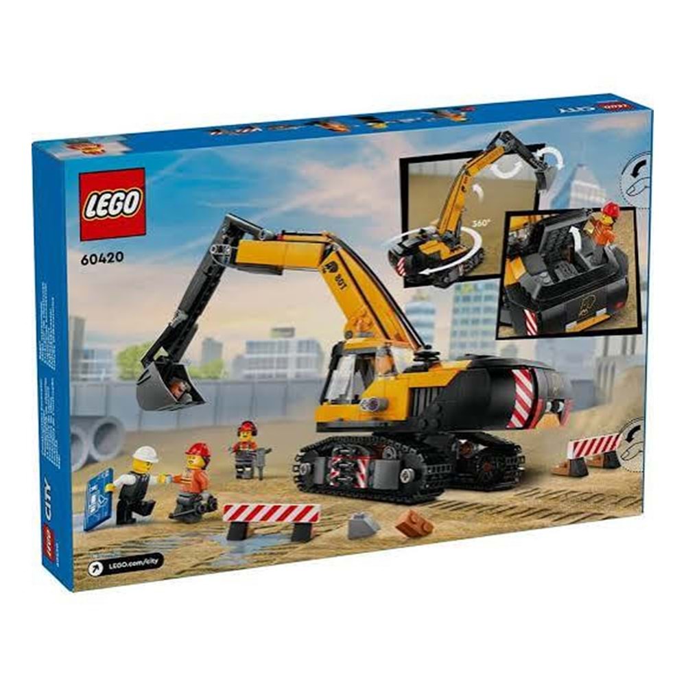 LEGO 60420 City Sarı İnşaatEkskavatörü 633 parça +8 yaş
