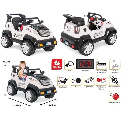 PİLSAN 05 234 FANTASTİK AKÜLÜ ARABA 12V KUMANDALI (BEYAZ)